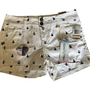 Wallflower High Waist White Nautical Print Shorts Sz 3‎